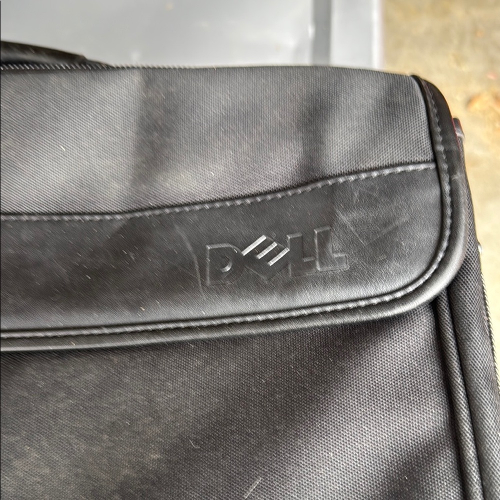 Dell Black Laptop Bag with Flap Closure and Embossed Logo